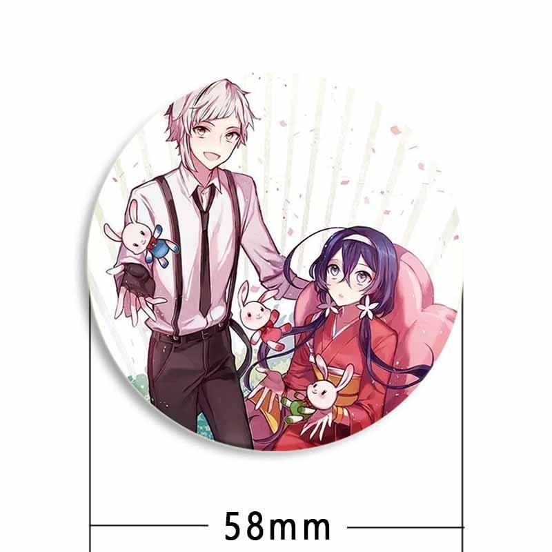 58MM 58mm Anime Bungo Toulaví psi Cosplay Odznak Roztomilá brož Nakajima Atsushi Kolekce Dazai Osamu Smaltované špendlíky na oblečení do batohu