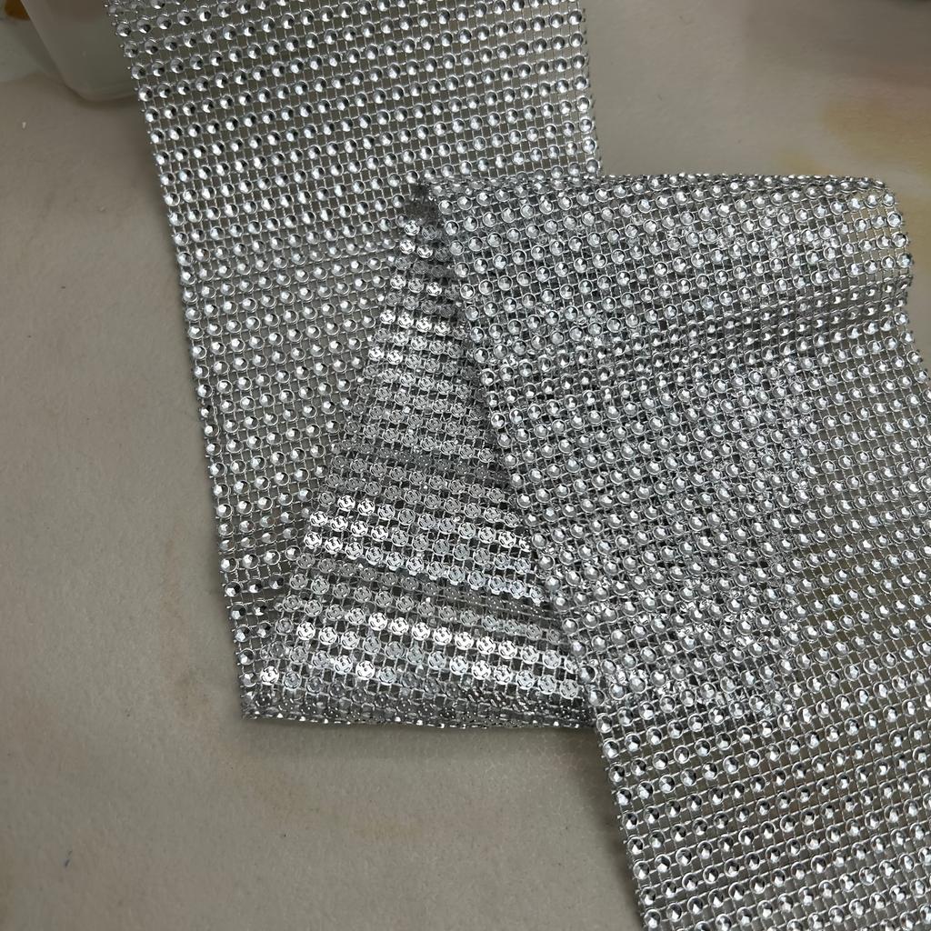 1 Yard 24 Rows Plastic Electroplated 4mm Hollow Mesh Ribbon Sparkling Curtains, Crafts, Christmas, Weddings, Party Decorations