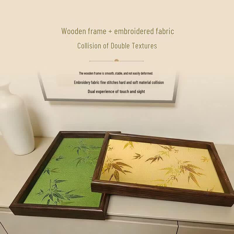 Embroidered Bamboo Leaf Decorative Tray