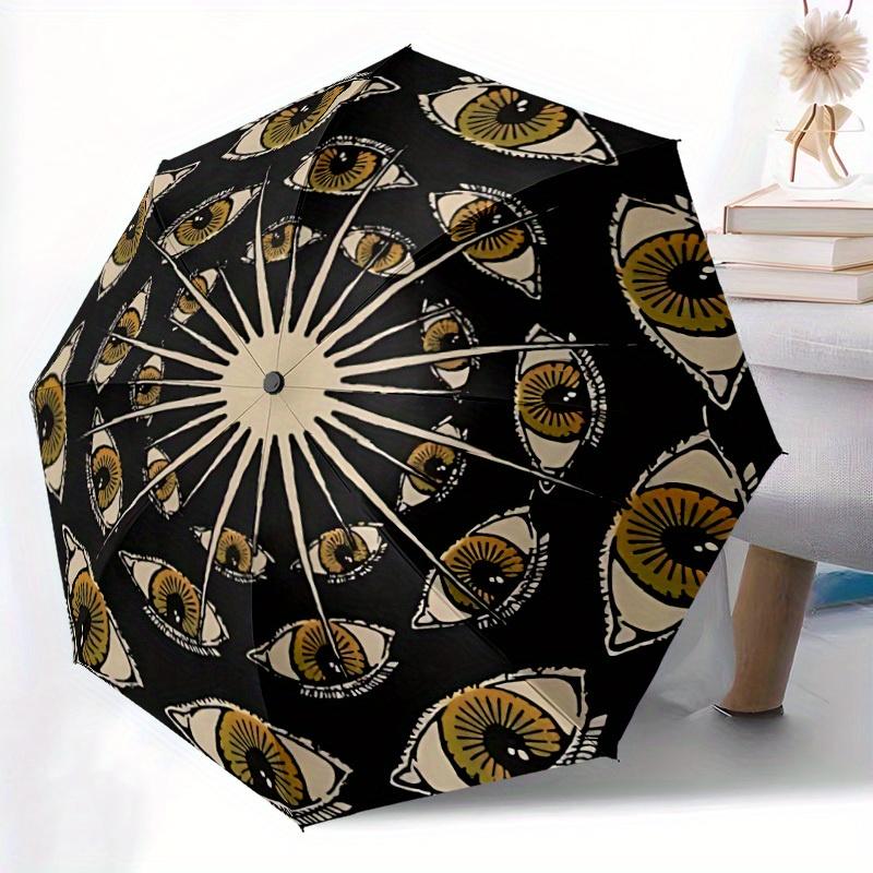 1pc Eyes Mandala Auto Open/Close Umbrella with Windproof, Functional Design, 8-Rib Sturdy Canopy