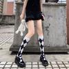 Women's Retro British Style Diamond Pattern Knee-High Cotton Socks