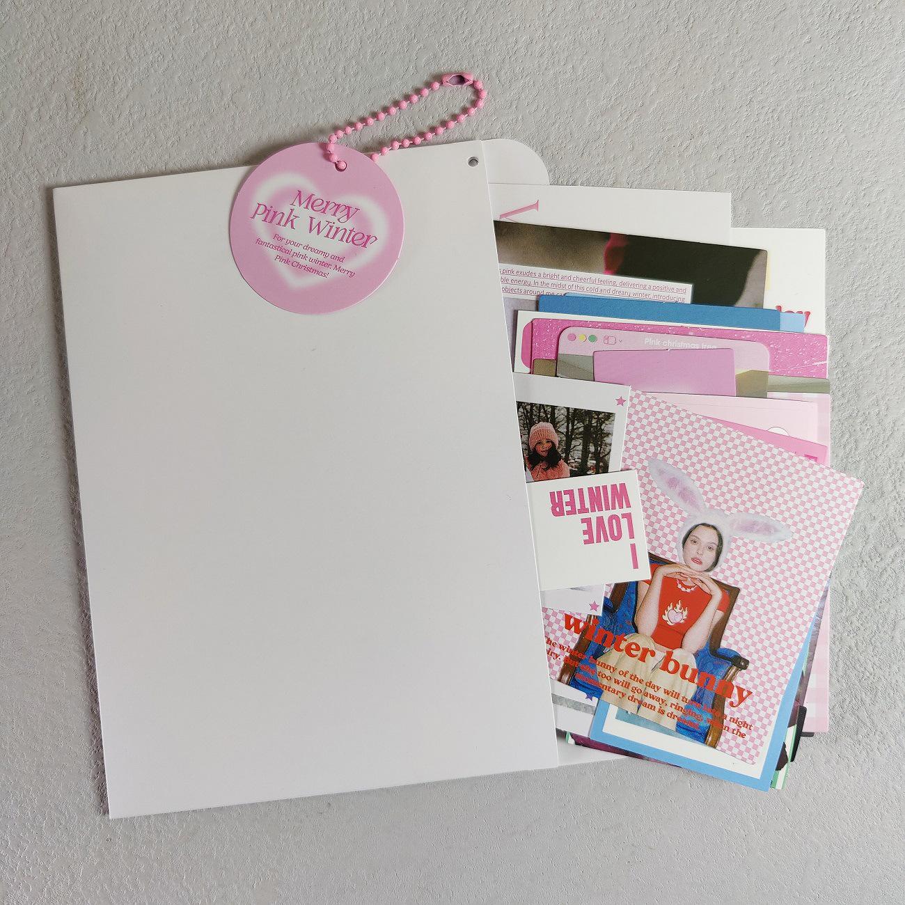 Korean Nordic Style Pink Christmas Retro Journal Stickers - OAB Card Pack