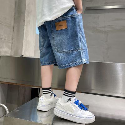 Boys Summer Shorts Young Kids Loose Denim Pants Children Straight Washed Jeans Shorts