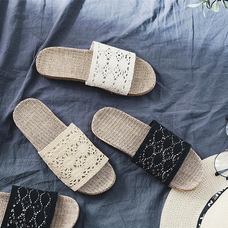 Saint Dinnu Unisex Summer Linen Indoor Slippers: Non-Slip, Thick Sole Sandals for Home.