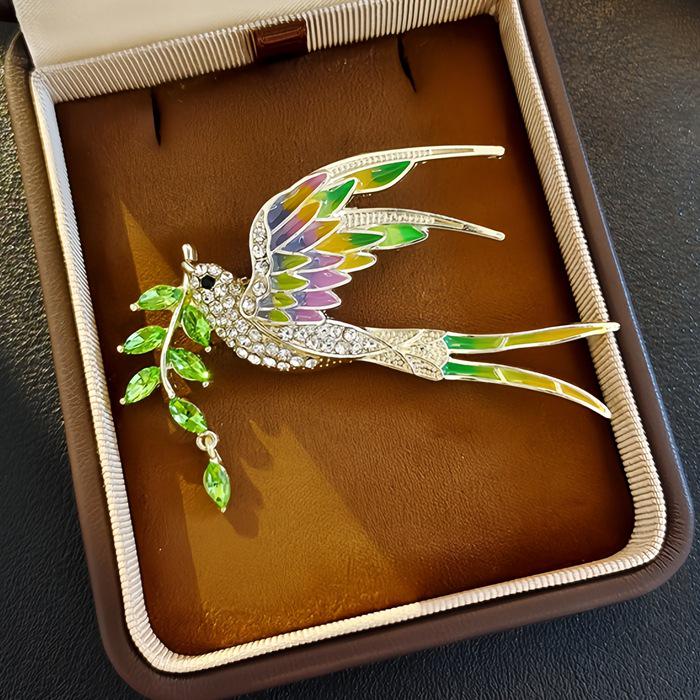 Elegante chinesische Retro-Emaille-Brosche Phönix & Schmetterling für Damen