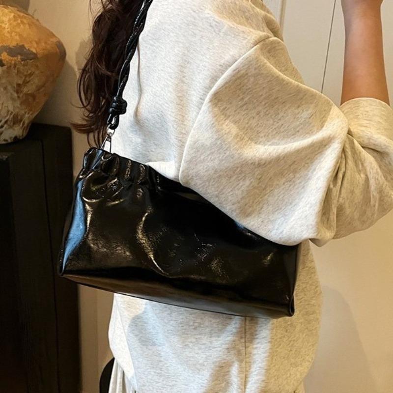 New Drawstring Handbag Bag Simple and Fashionable Solid Color Commuter Shoulder Bag Underarm Women's Bag