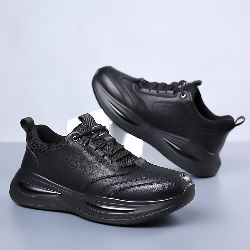 Fashion Men Sneakers Shoes for Men Lace Up Black Lightweigth Leather Casual Shoes Male Flats Non-slip Footwear Men Tenis Masculino