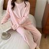 2 szt./zestaw piżamy zimowe unisex okrągły dekolt jednolity kolor pogrubiony koralowy polar domowy top spodnie zestaw luźny strój domowy damski zestaw nocny