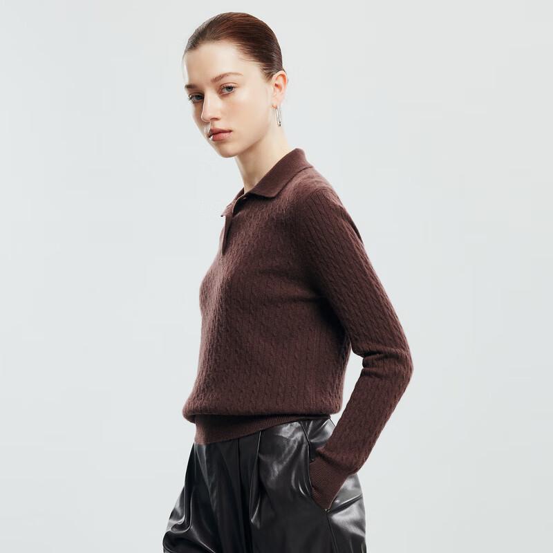 

PALUOPO Женский кашемировый свитер с воротником и кабельной вязкой M (160/100)