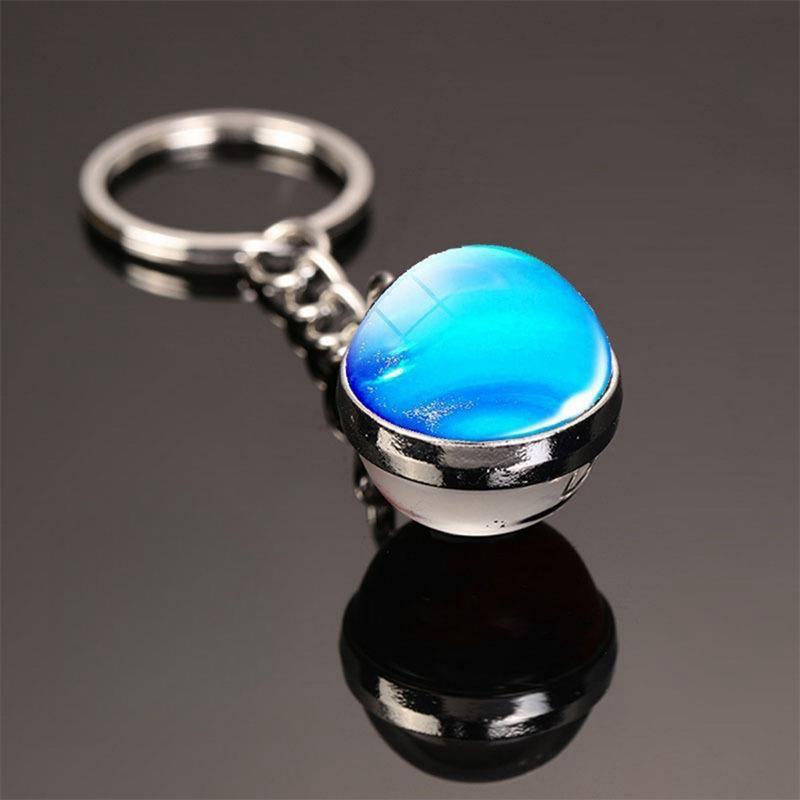 Noter Lunar Keychain Solar System Metal Bag Pendant Keyring Galaxy Nebula Earth Mars Saturn Double Sided Glass Ball Keyholder