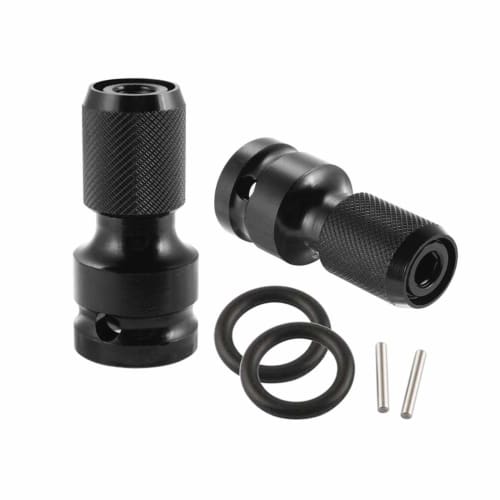 

YFFSFDC 1/2 Square to 1/4 Hex Shank Socket Adapter, Slide Lock Type, Quick Conversion for Impact Wrenches, Includes Washers and Plugs (Set of 2)