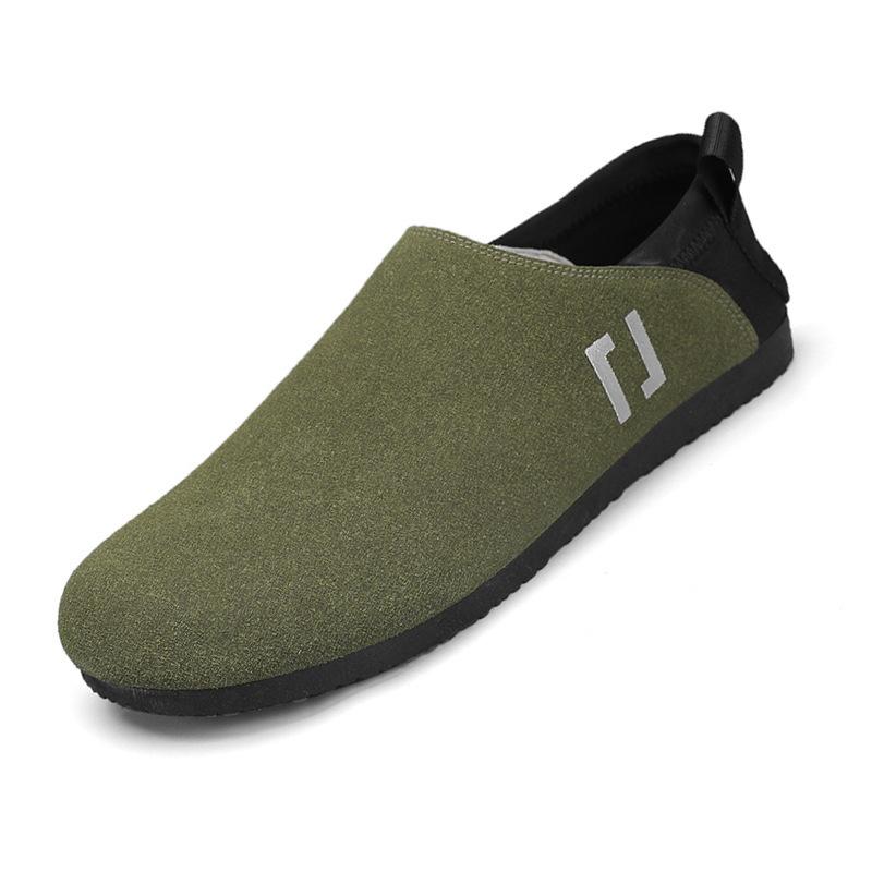 

2024 летний новый легкий комплект соевых туфель, подставка для ног, замшевая повседневная обувь из микрофибры, мужская кожаная обувь 44