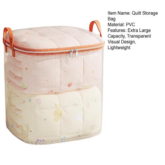 Extra Large Waterproof Quilt Storage Bag with Handles Transparent PVC Moving Bag Clear Viewing Bedroom Organizer