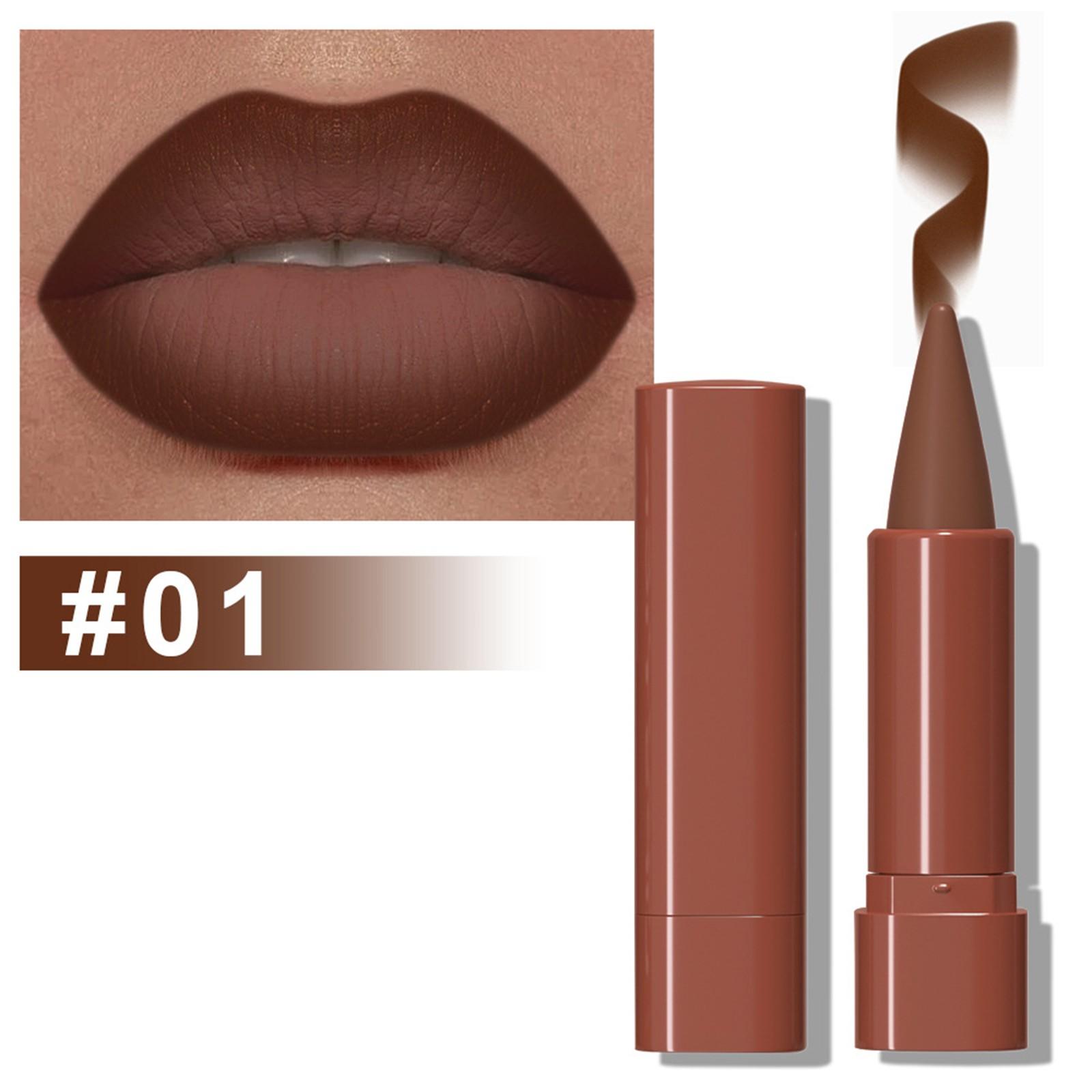 

Быстросохнущий карандаш для губ Многофункциональная помадная помада Доступна в 9 оттенках, бархатные помады плохо растушевываются One Size