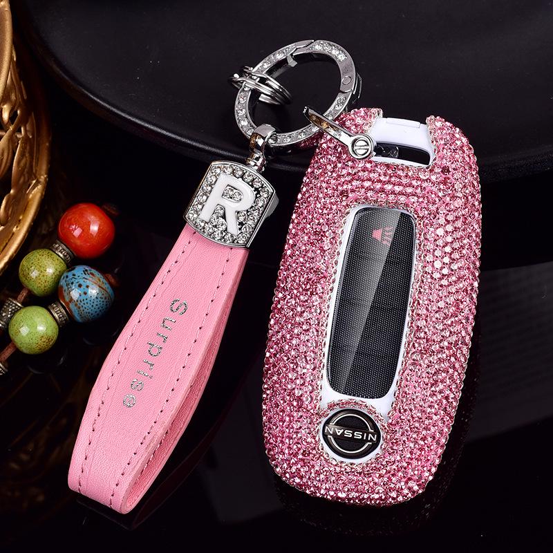 Women's Diamond Car Key Cover for Nissan 14th Gen Sylphy, Qashqai, Teana, X-Trail, Tiida, Murano, Terra