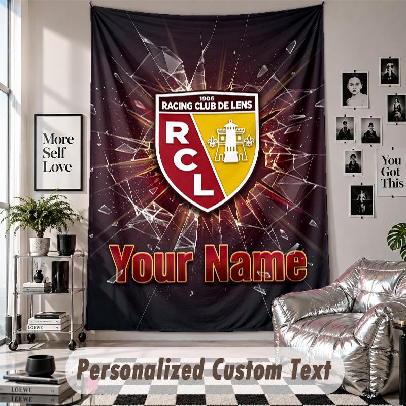 Wall Hanging Tapestry With Custom Name & Text, racing club de lens Decorative Tapestry For Bedroom