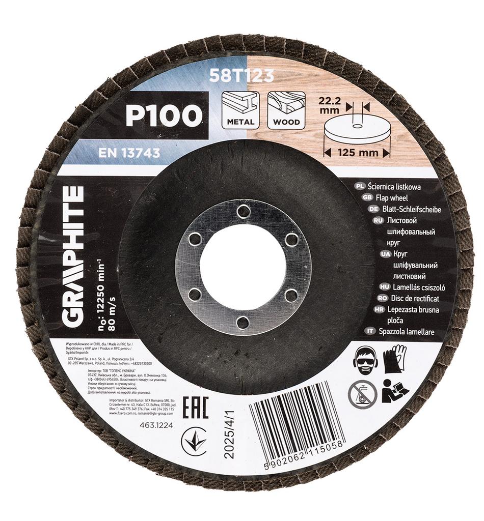 Ściernica listkowa 125 x 22.2 mm, P100