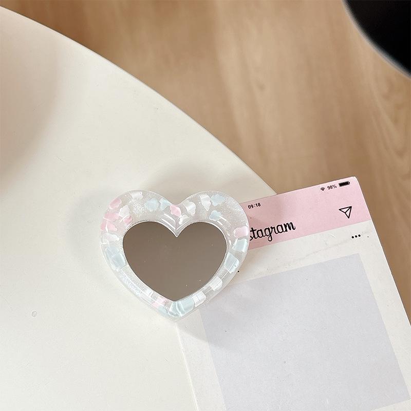Creative Heart Mirror Phone Stand: Telescopic, Folding, Portable, Stable Desktop Holder
