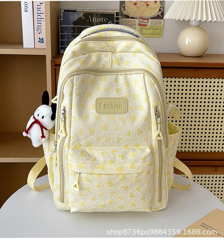 Schoolbag Korean Version Backpack for Women Ins Small Fresh Schoolbag High Junior High School College Student Large Capacity Simple Casual Backpack