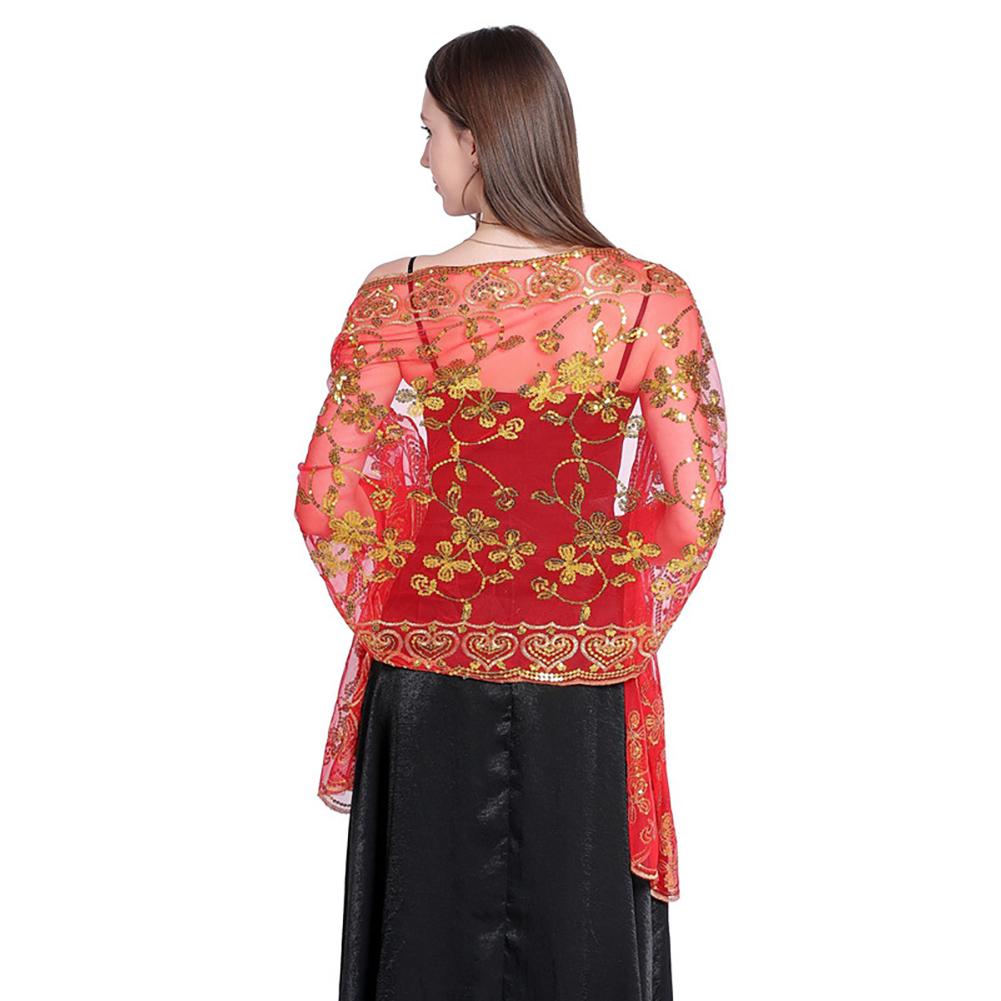 Șal cu paiete, eșarfă elegantă pentru hijab, acoperire pentru festivalurile de Ramadan, șal floral modest pentru femei, pentru modă, rochii de seară, decorațiuni de nuntă