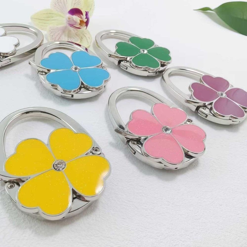 NEW Foldable Handbag Hook for Women Portable Creative Purse Hanger Durable Four-leaf Clover Purse Holder for Table