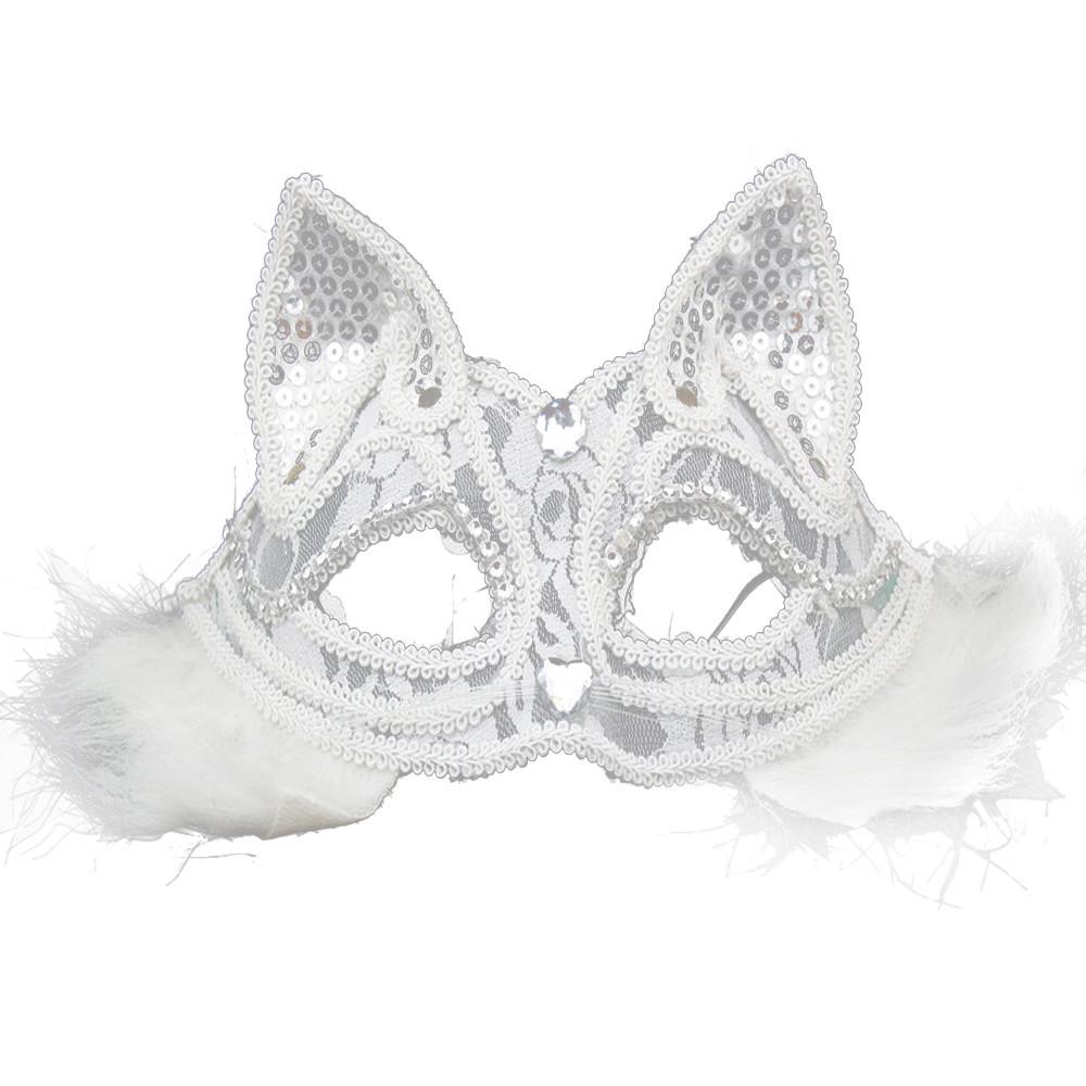 White Black Glitter Show Cat Lace Eye Mask Masquerade Ball Mask Women's Sexy Costume Dress Party Dance Costume Wedding Mask