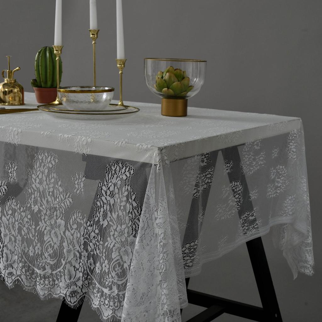 American Country Lace Tablecloth Black White Napkin Tea Table Eyelash Cafe Book Table Cloth