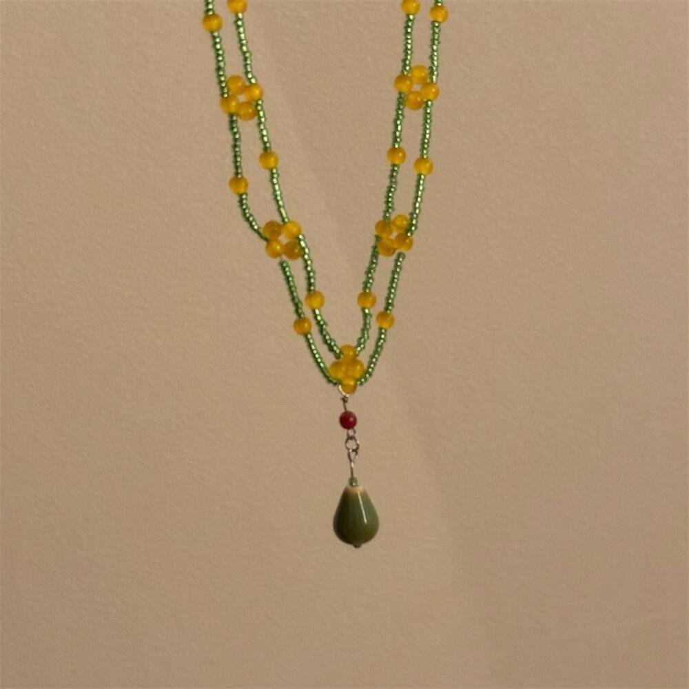 Minority Design Handmade Beaded Necklace New Chinese Style Ceramics Pendant Necklace  Women