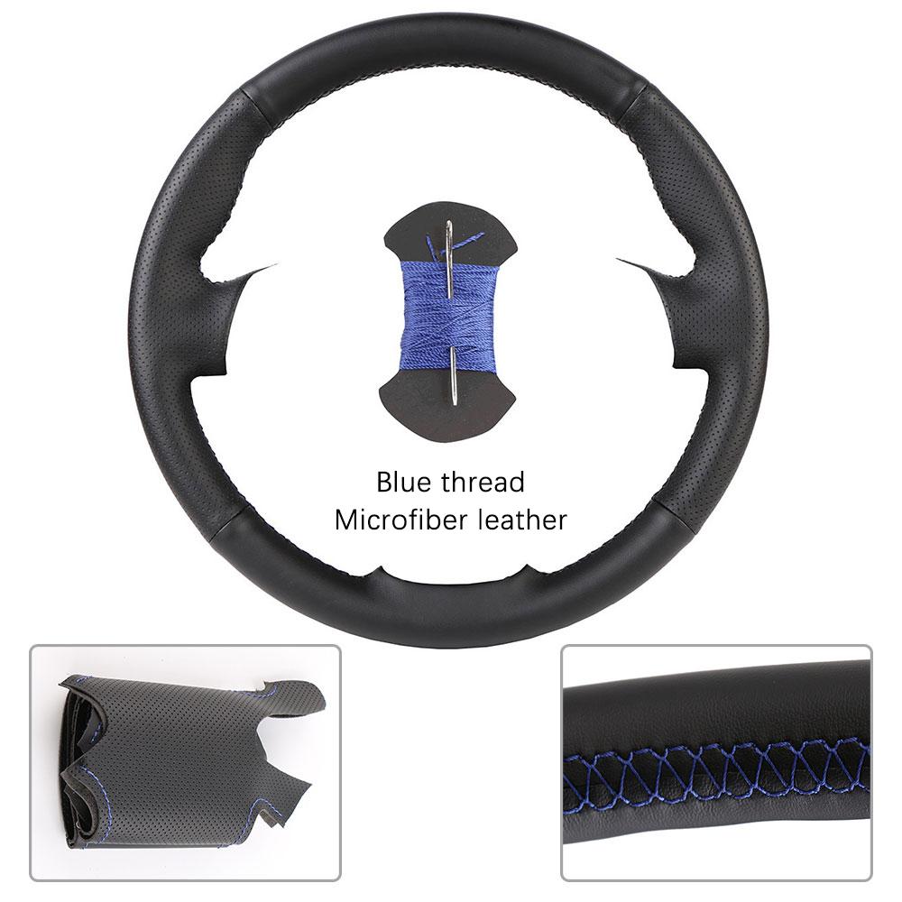 

Suede Car Steering Wheel Cover For Ford Fiesta 4 1996-2006 Mk4 1996-2006 Luxury Soft Leather Auto Accessories A-Blue thread
