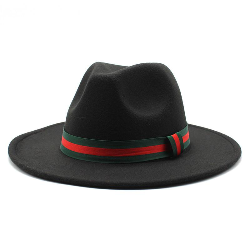Fall Winter Fedora Hat For Men Women With Leopard Print Wool Felt Wide Brim Sun Protection