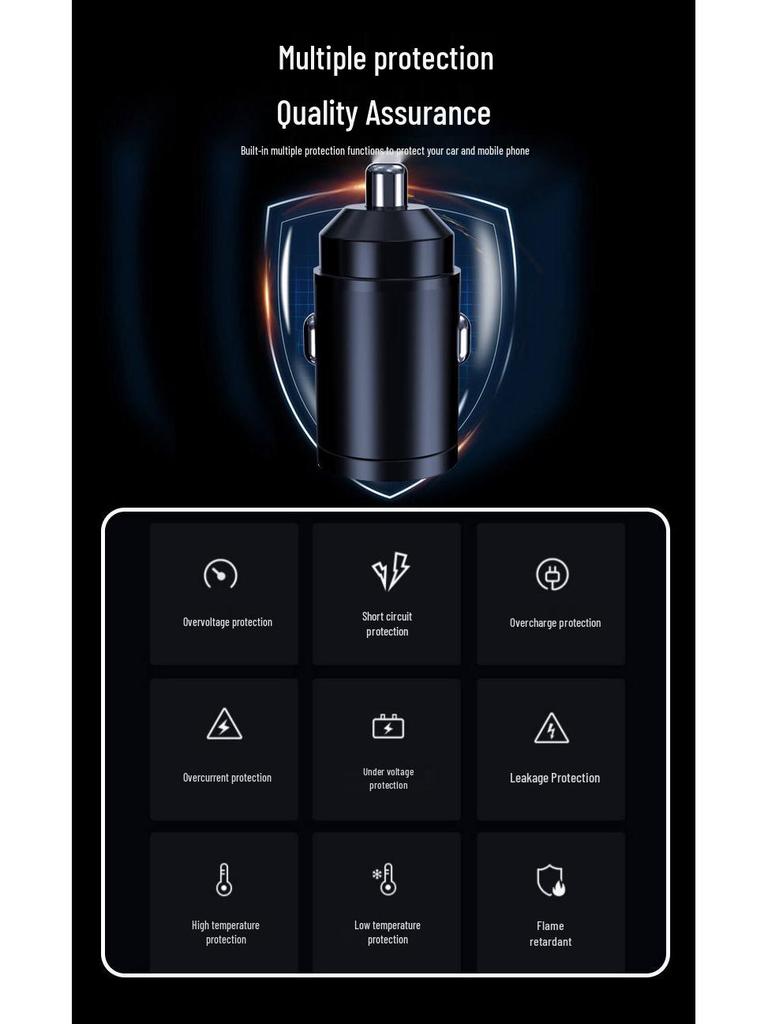 Super Fast Car Charger for Xiaomi, Huawei & Apple Phones - Concealed Cigarette Lighter Adapter