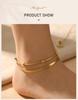 Minimalist 316L Stainless Steel Gold Anklet Double Layer Waterproof Foot Chain For Women Beach Party Jewelry