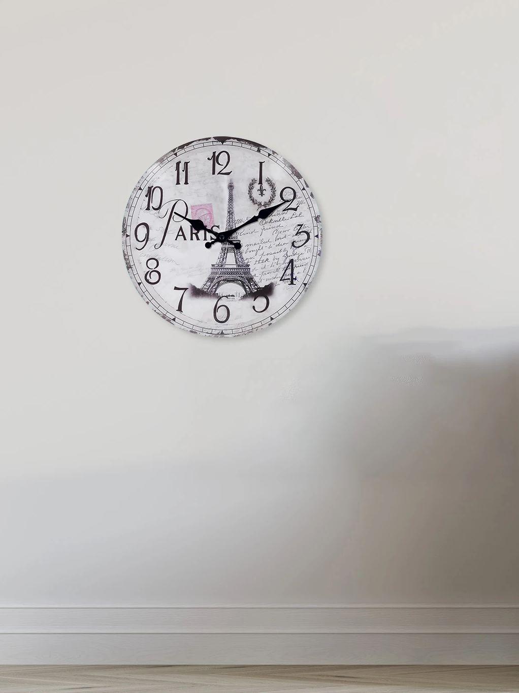 High-Quality Vintage High-Quality Paris High-Quality Tower High-Quality Pattern High-Quality Wooden High-Quality Wall High-Quality Clock (as the picture,10 Inch)