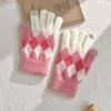 Gloves Warm gloves Fleece thickened gloves Leaky finger knitted middle school student cold-proof plush gloves