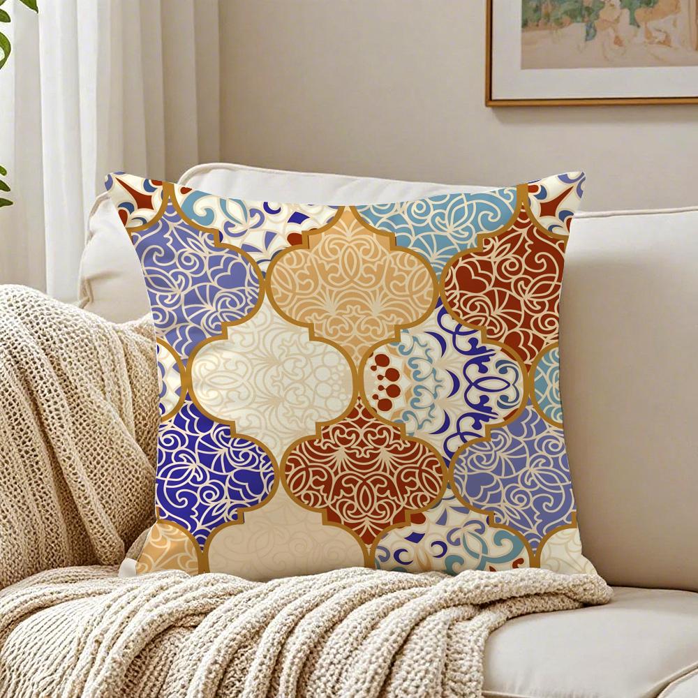 

MMoroccan Pattern Cushion Cover Linen Pillowcase Soft for Sofa Bed Home Room Decor 30x30cm