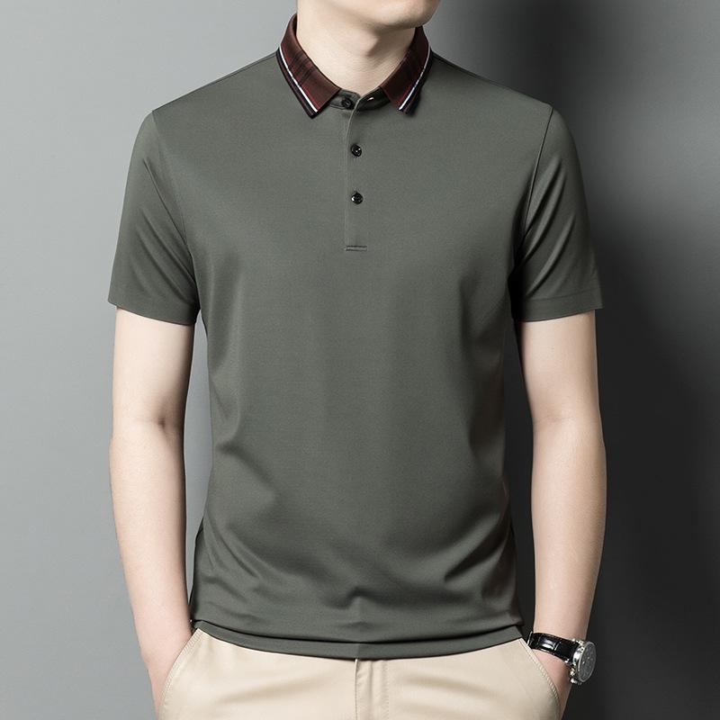 

Мужская футболка с коротким рукавом из высококачественного однотонного тутового шелка от известного бренда 4XL зелёный