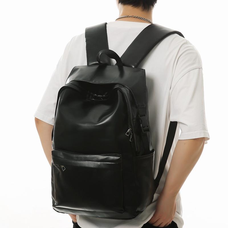 School Bag Backpack for Men, High-end Feel, Large Capacity PU Leather School Bag, High School Student, College Student Computer Bag, Travel Backpack