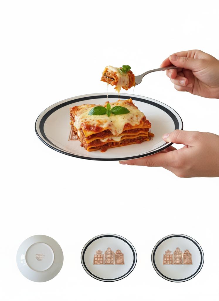 Plato de Cena Grande Ø26.5 Cm Plato Plano de Cerámica para Servir