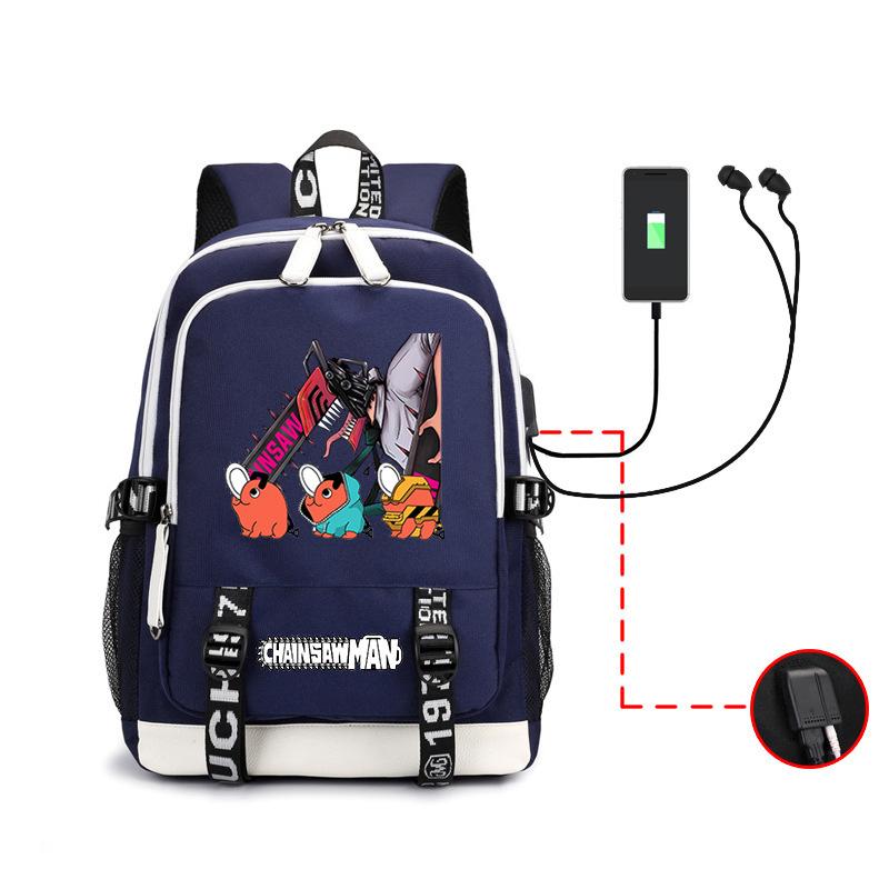 Animation, Chainsaw Man, Peripheral Backpack Usb Large-Capacity Computer Bag, Youth Schoolbag