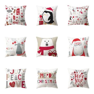Merry Christmas Cute Santa Claus Snowman Print Pattern Cushion Cover Home Living Room Sofa Decoration Pillow