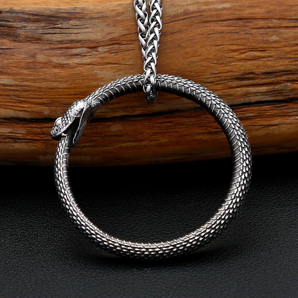 Colier Simplu Vintage Ouroboros Punk Hip Hop Oțel Inoxidabil Pandantiv Șarpe Pentru Bărbați Femei Bijuterii Cadouri Dropshipping