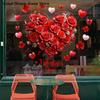 Atmosphere Decoration For Valentine's Day Romantic Red Pink Rose Heart-shaped Window Stickers Festive Party Home Shop Restaurant