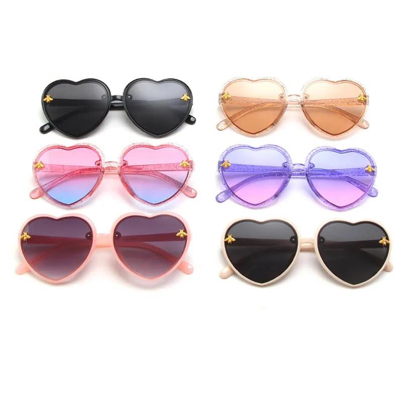 New Fashion Brand Heart Kids Sunglasses Children Cute Pink Cartoon Bee Sun Glasses Girls Boys Baby Gradient Eyewear