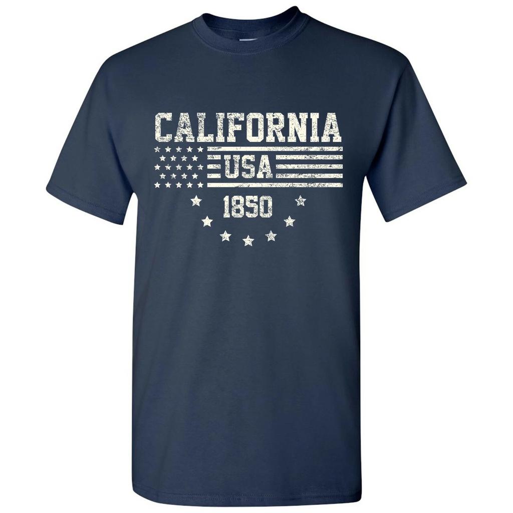 USA Flag Statehood California 1850 - America Founding State Pride T Shirt - Navy