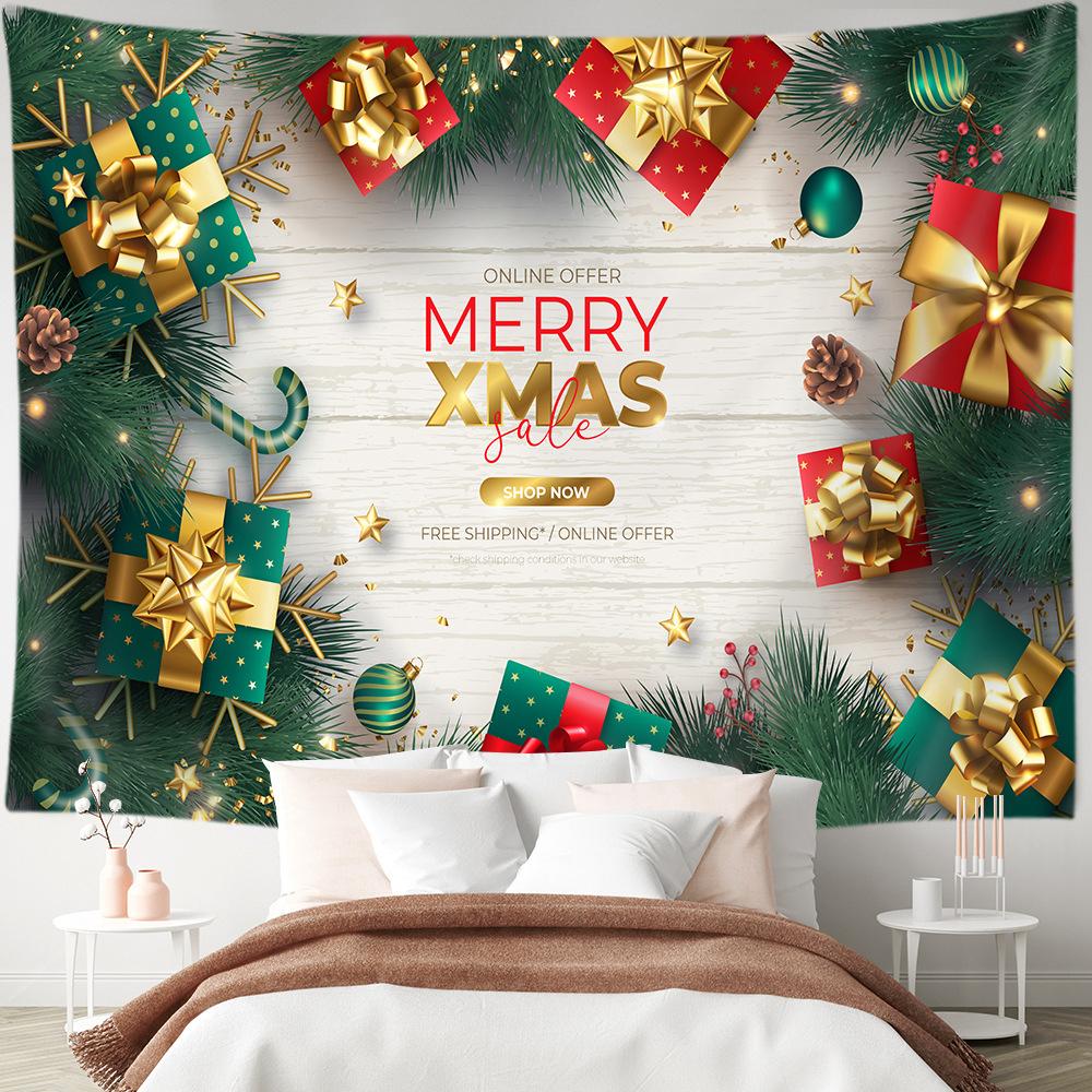 Christmas Tapestry Merry  Holiday Party Decoration Background Hanging Cloth Suitable for Home Living Room Bed