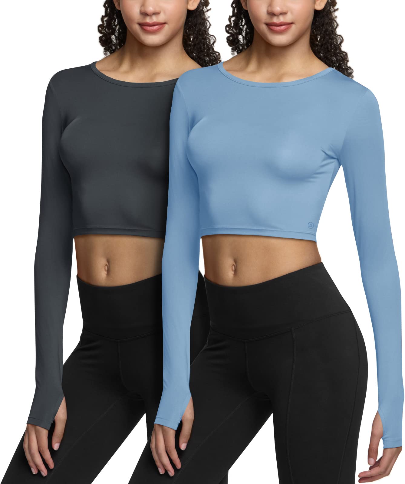 

Компрессионные футболки для длинного укороченного комплекта из 2 штук Быстро [ATHLIO] Женские, Рукав, Длина, [Влагоотводящие, Сохнущие, Прохладные, Эластичные] BFD20-HSU_L