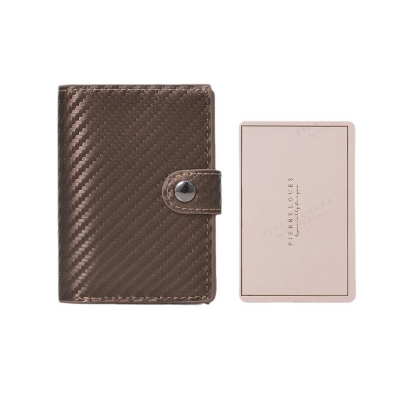 Card bag buckle automatic elastic card cover access control protective cover plaid aluminum box 20% off change bag trend card bag