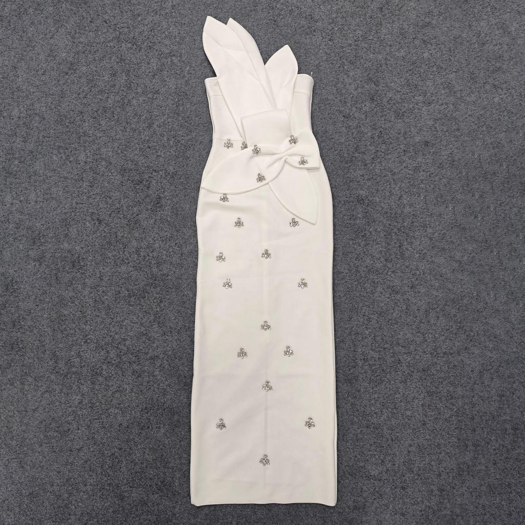 Elegant Strapless Diamond-Embellished Slim-Fit Bandage Evening Dress