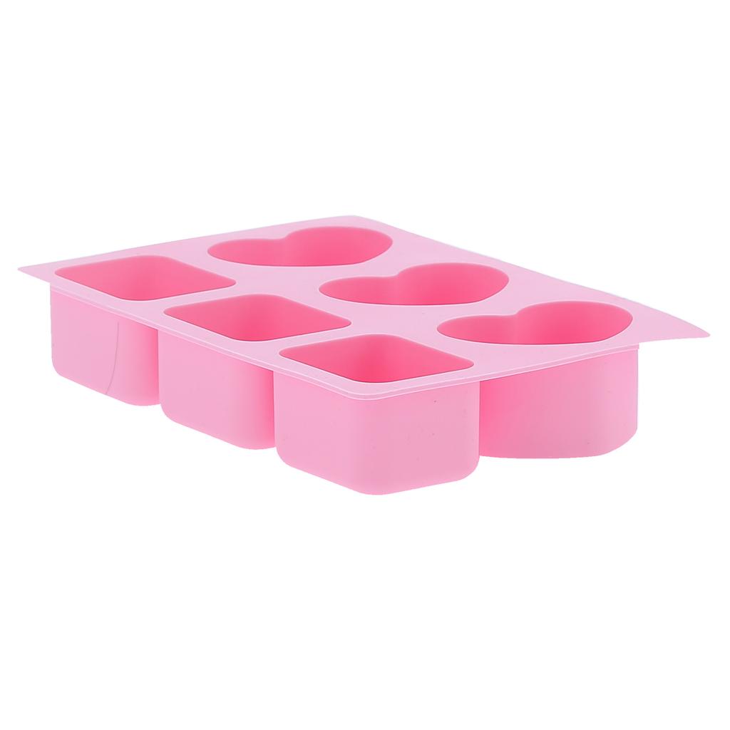 6‑Grid Heart Rectangular Shape Cake Mold Silicone Soap Mold Baking Tool for Home Kitchen Bakery