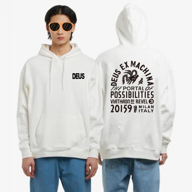 Men And Women Sweatshirt Letter Print Hooded DEUS EX MACHINA Pullovers Korean Fashion Loose Casual Hoodies Pullover Clothing BMX